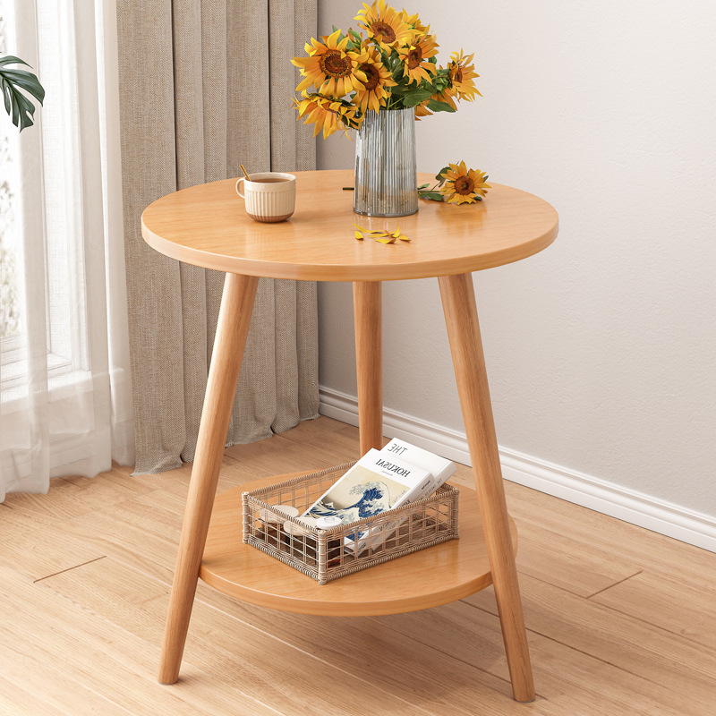 小桌子卧室坐地轻奢茶几飘窗简约小木桌圆桌现代ins家用实木桌腿
