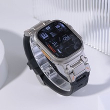 凌度iwatch苹不锈钢接口TPU硅胶手表带果256789金属ultra49探索者