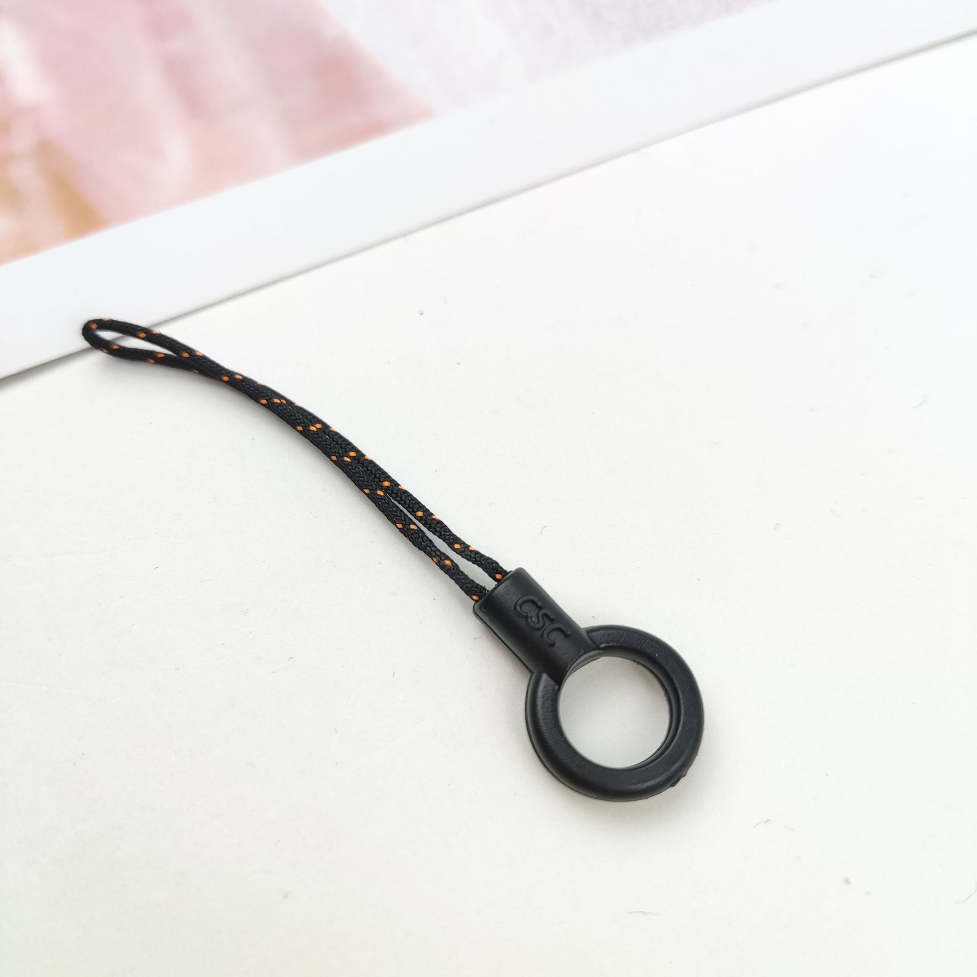 DIY Small Circle Mobile Phone Lanyard Fitting Thick Small Rope Head Black String Clip Phone Case Ornament Lanyard Factory Wholesale