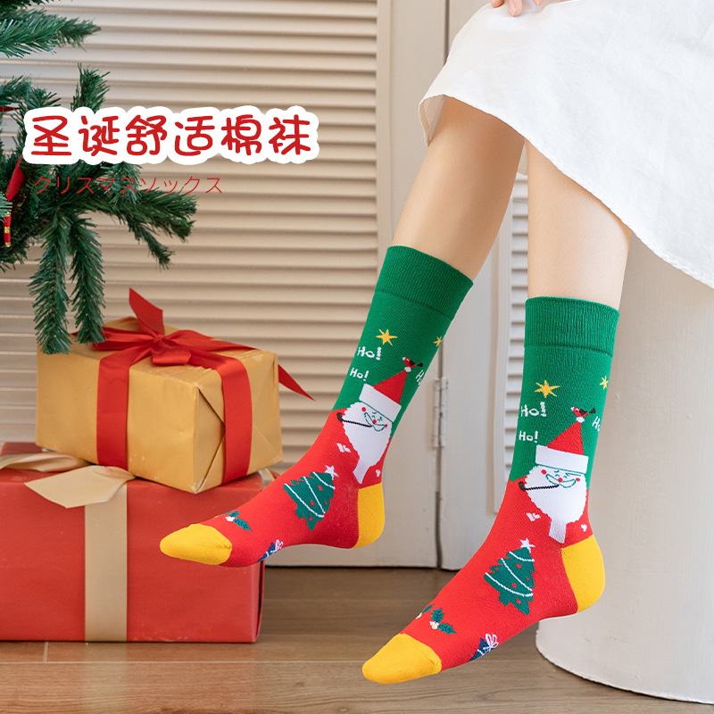 Socks Christmas Comfortable Cotton Socks  Autumn and Winter New Foreign Trade Wholesale Christmas Socks  Girls Christmas Gifts Amazon Wholesale