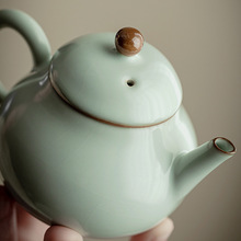 半手天青汝窑开片可养功夫茶具套装家用陶瓷单壶中式个人泡茶壶