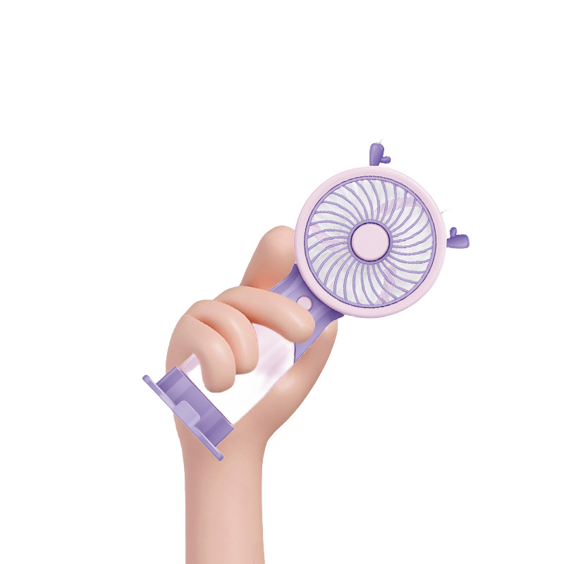 2024 New Big Wind Mini Fan Gift Cartoon Mute USB Charging Portable Small Handheld Fan