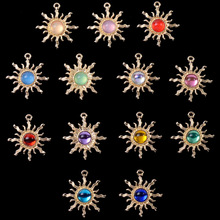 巴洛克水透明色系列宝石太阳花合金配件diy饰品耳环手链团扇配件