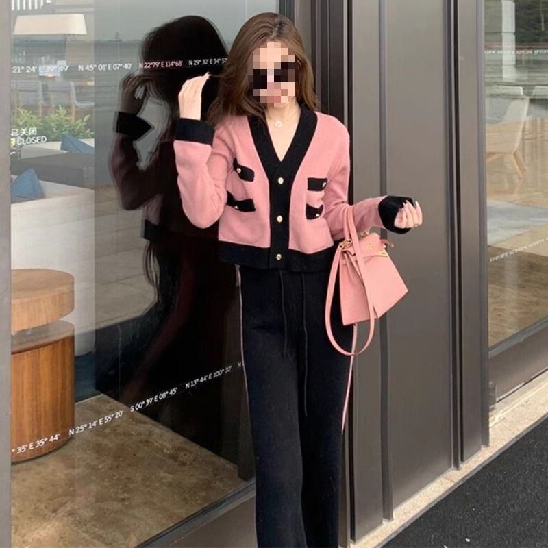 休闲时尚卫衣套装女上衣秋季简约风运动服两件套大码2-300斤休闲运动