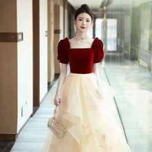 红色晚礼服女仙气网纱裙轻奢小众高端敬酒服2024新款新娘法式修身