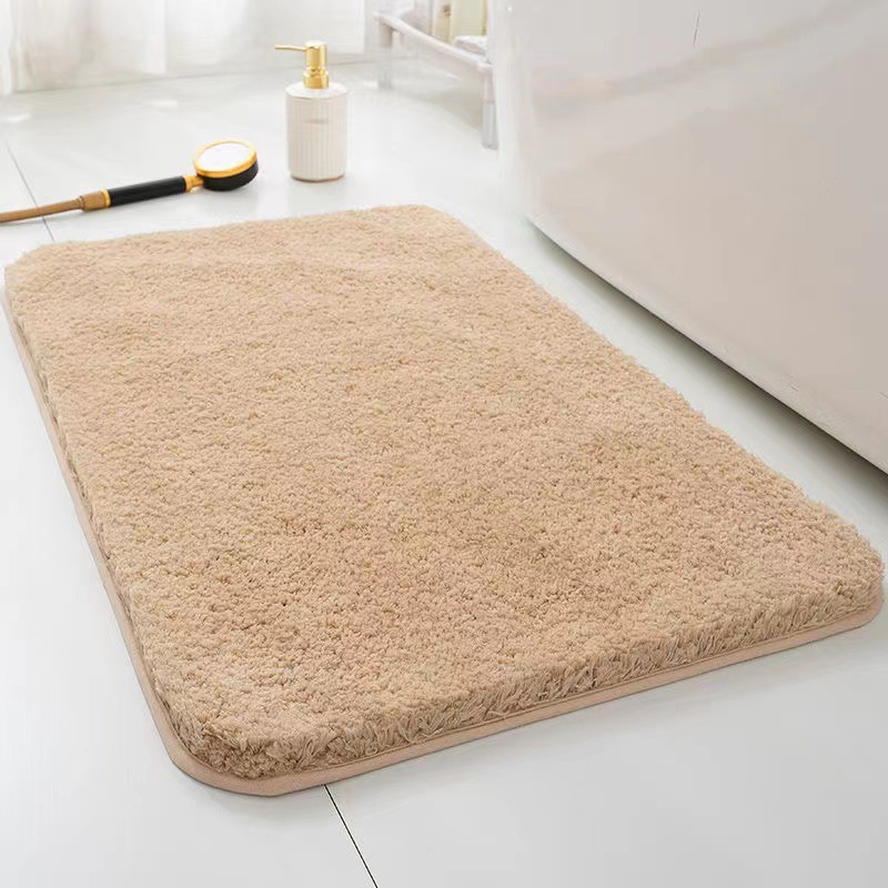 Cashmere-like Floor Mat Bathroom Absorbent Non-Slip Floor Mat Toilet Door Mat Bedroom Living Room Entrance Thickened Solid Color Carpet