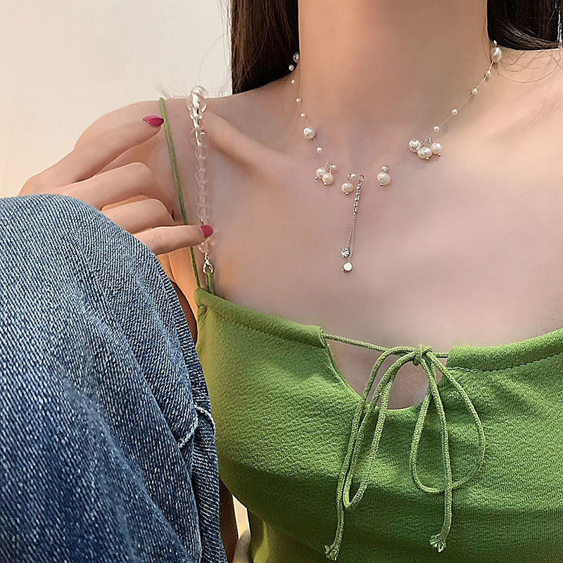 super fairy pearl necklace for women ins trendy niche design high-grade clavicle chain internet celebrity elegant all-match necklace for women