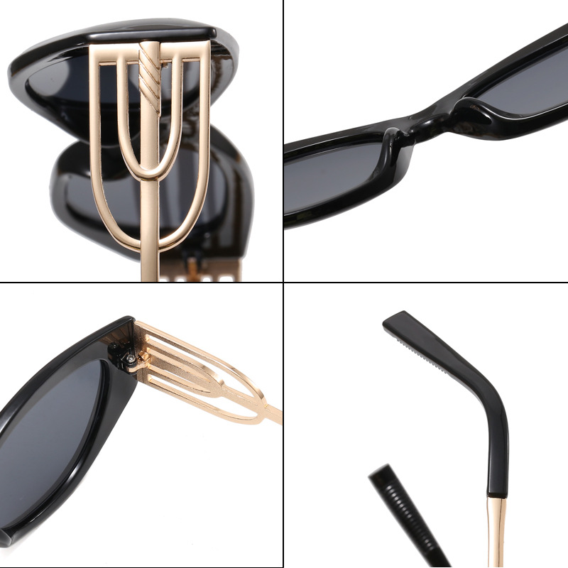 Trendy New Small Frame Cross-Border Sunglasses Personality Hollow out Triangle Decorative Sunglasses Fashion Design Sense Sun Glasses