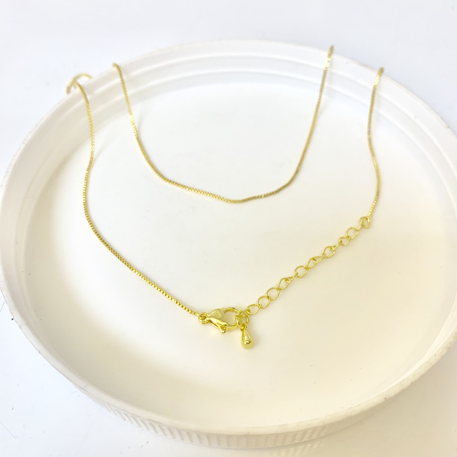 铜镀保色18k金盒仔项链 延长链龙虾扣45cm盒子颈链 diy饰品配件