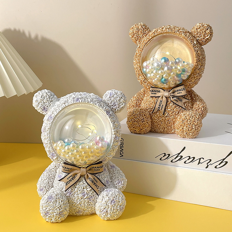 Wholesale Creative Cute Resin Craft Ornament Valentine's Day Gift Hani Rose Bear Star Light Decoration