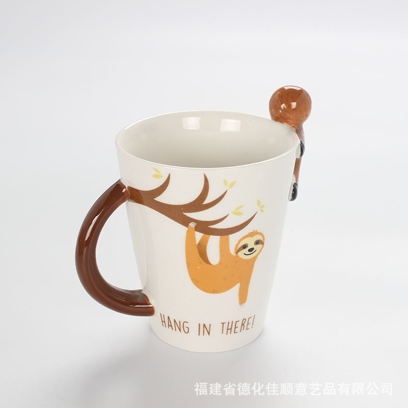 Creative Gift Advertising Special-Shaped Animal Cup Modeling Sloth Ceramic Cup Decals Painted Cup 3D Ceramic Mug