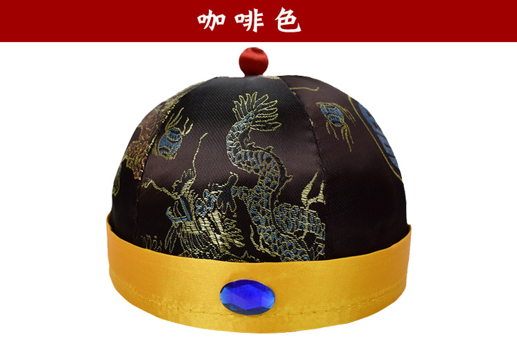 寿帽男款硬壳瓜皮帽老人送老衣白事殡葬用品寿衣全套配件厂家批发