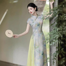 新中式国风连衣裙女夏季新款印花短袖改良旗袍年轻款别致绝美日常