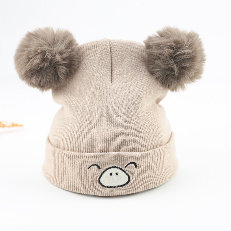 Baby Embroidery Hat Newborn Male and Female Baby Cotton Beanie Cap Infant Autumn and Winter Knitted Hat Woolen Cap Wholesale