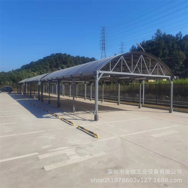 膜结构安装彩钢板车棚 玻璃钢结构车棚 小区户外遮阳光伏车棚