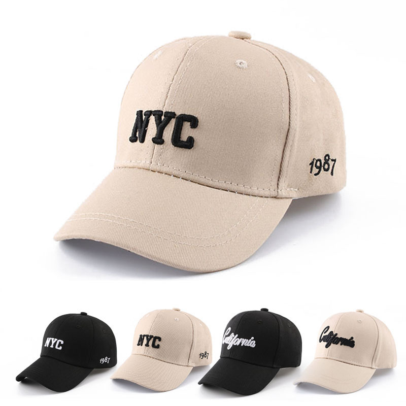 parent-child hat children‘s spring and summer fashion brand korean nyc soft top baseball cap black sun hat peaked cap female