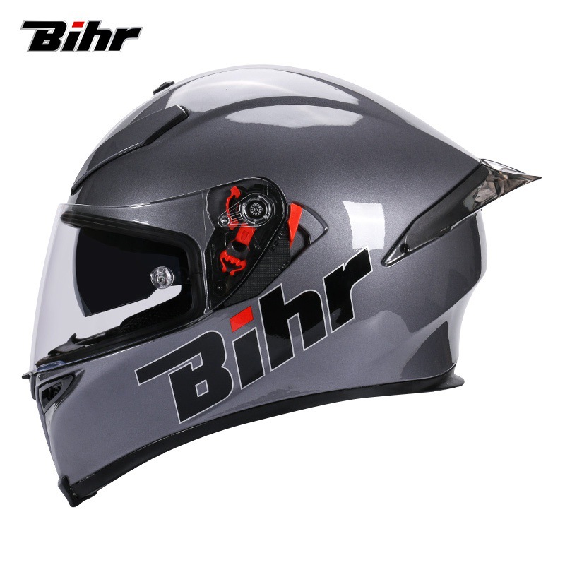 bihr头盔大尾翼全盔四季电动车摩托车头盔3c认证头盔仿赛机车头盔