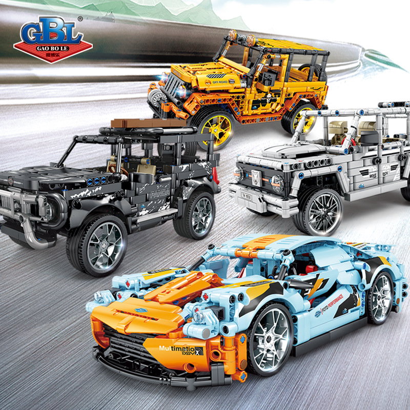 开智高博乐1041-56回力赛车跑车儿童小颗粒装积木diy男孩玩具汽车