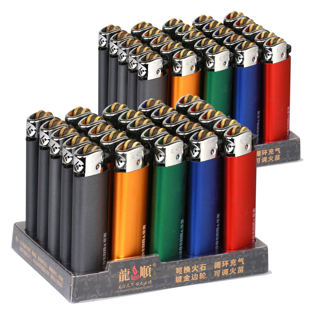 龙顺909金属漆砂轮打火机礼品广告机创意可充气换火石火机特价