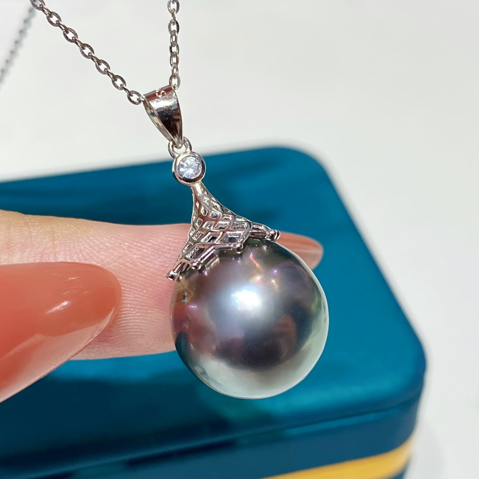 秒杀款,s925纯银吊坠,13-14mm大溪地黑珍珠,配件-阿里巴巴