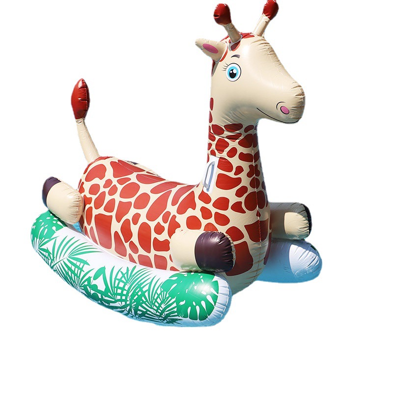 源头工厂跨境pvc充气海豚摇摇椅 充气独角兽坐骑水上卡通动物玩具