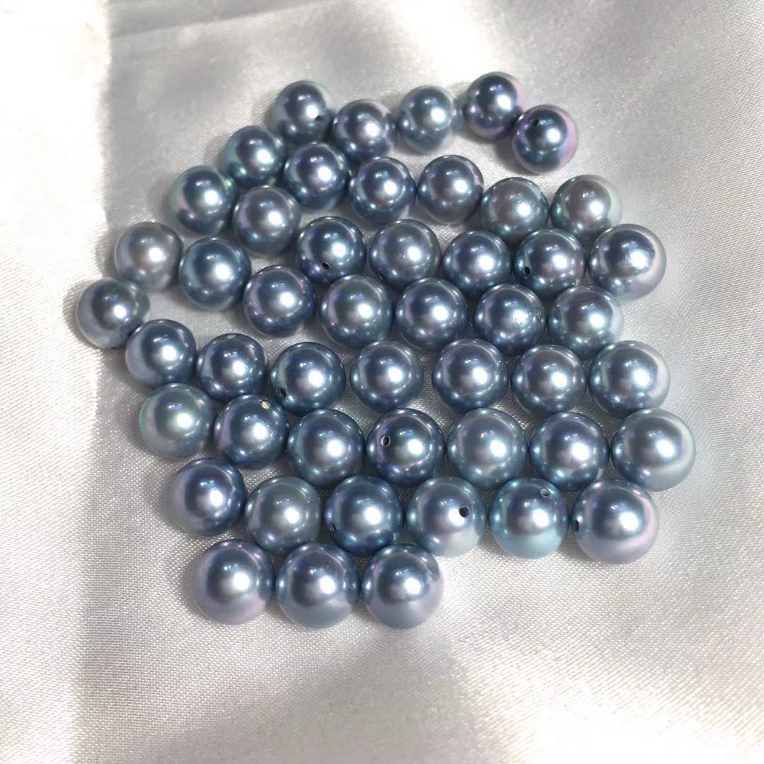 5-8mm半孔海水珍珠真多麻 正圆裸珠颗粒 可配对定制