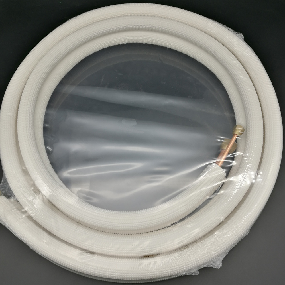 出口空调铜铝连接管压花白色保温空调管外贸用铜铝管批发不含附件