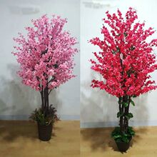 大型桃花树假树盆栽客厅樱花树落地装饰室内假花花植物