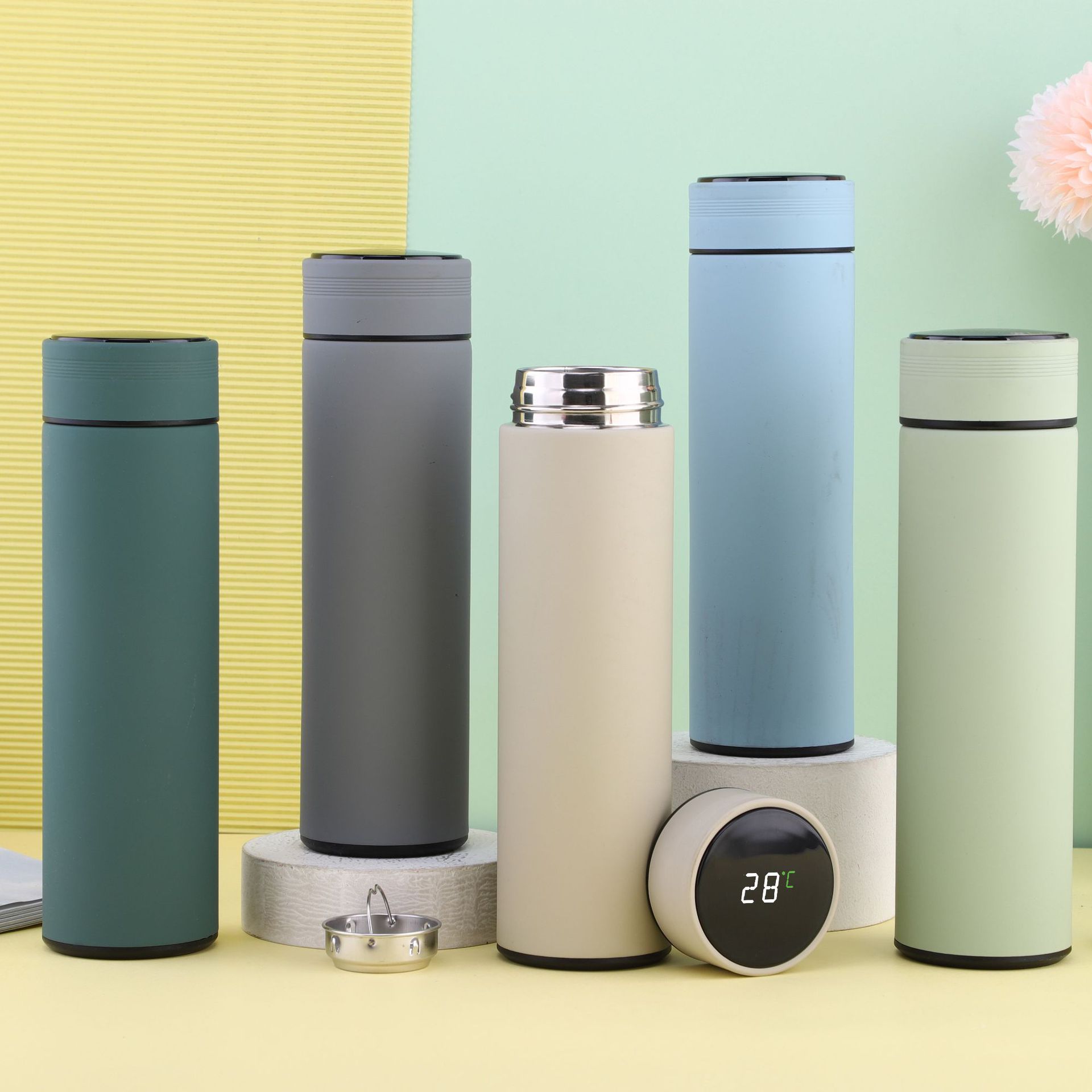 新款直身杯便携过滤网茶水分离杯不锈钢保温杯商务杯学生礼品杯