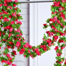 小玫瑰花藤条婚庆装饰遮挡吊顶空调管道缠绕塑料假花藤蔓植物