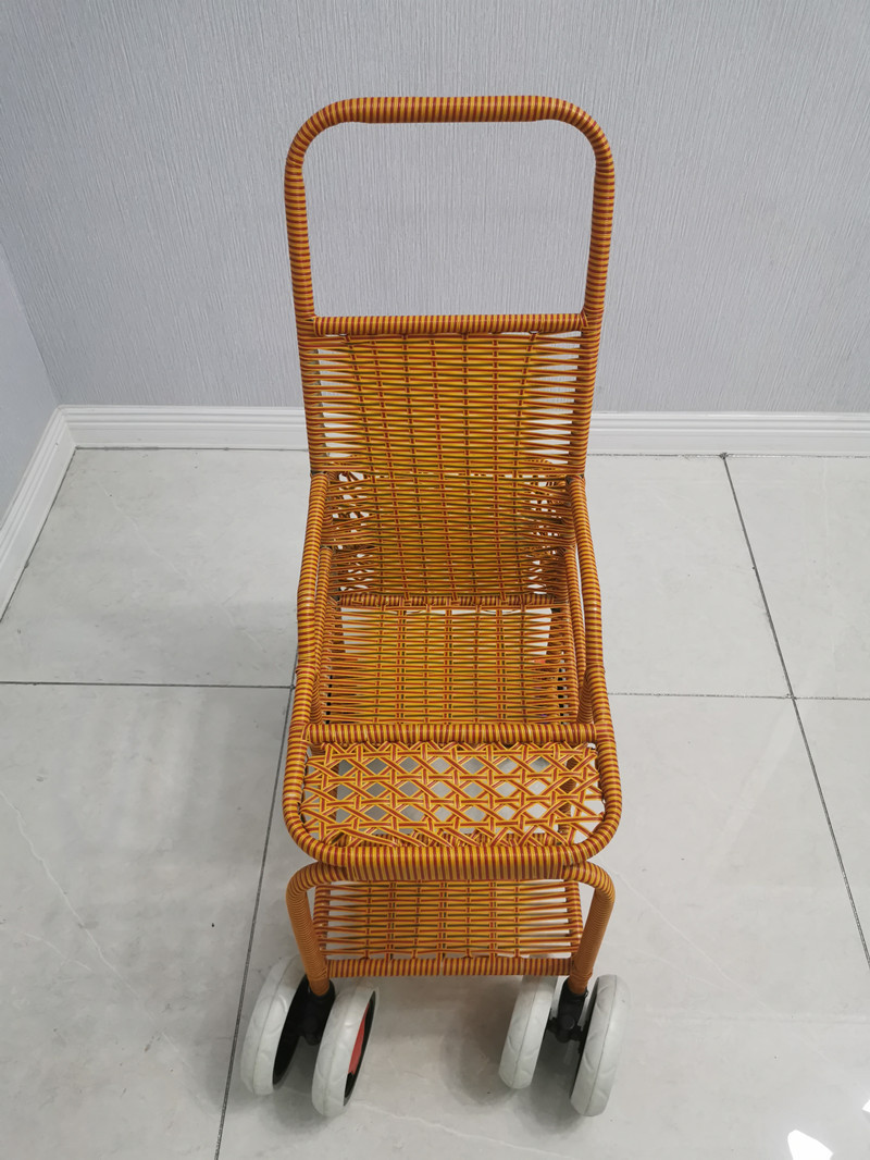 宝宝竹藤推车轻便藤椅仿藤婴儿推车编藤小推车简易编织手推车坐式