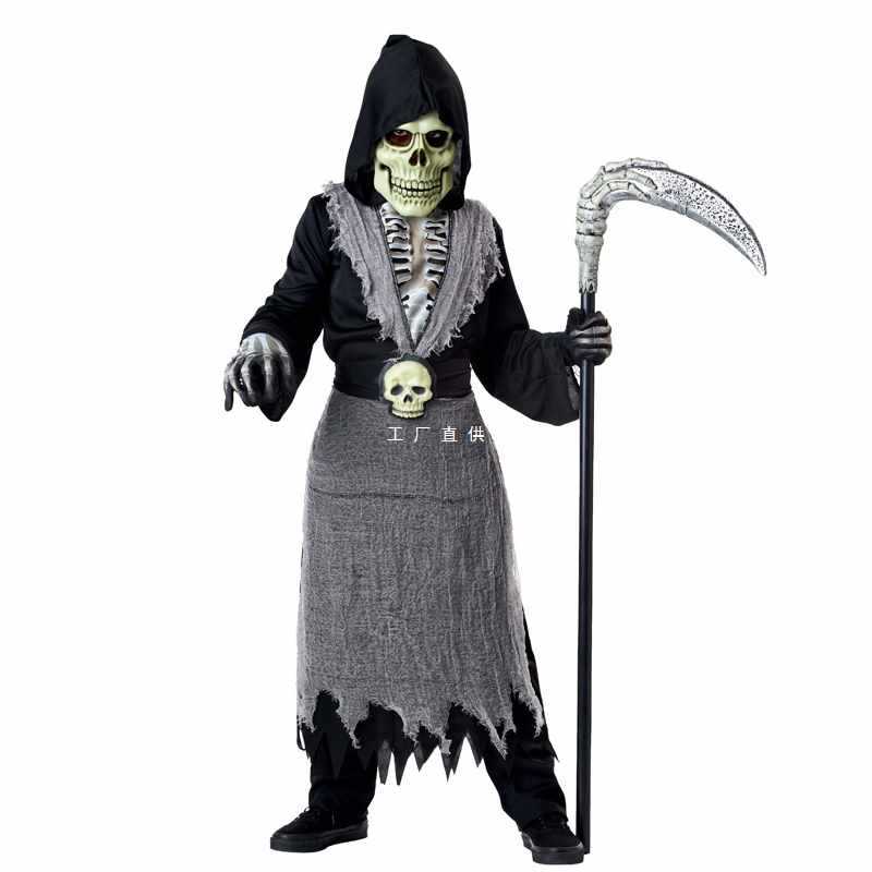 哈罗威万圣节儿童cosplay服装舞会装扮恐怖亮灯收割者恶魔长袍