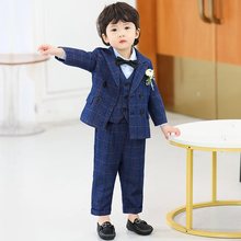 男童西装三件套秋冬小童宝宝周岁生日礼服英伦花童婚礼儿童小西服