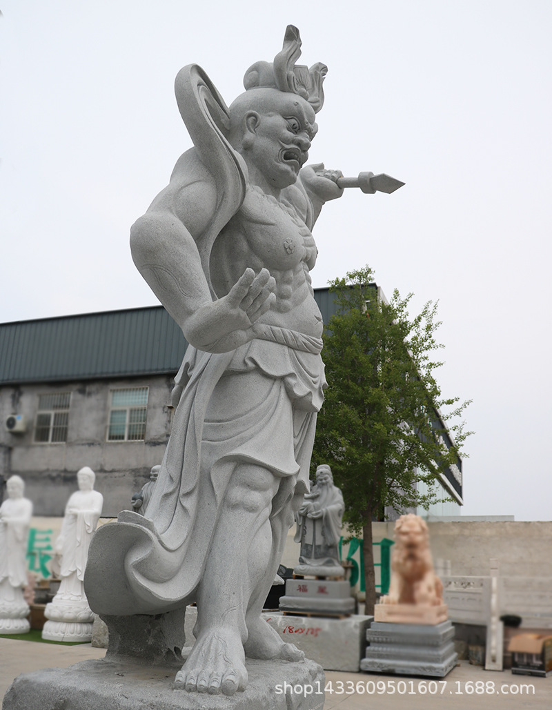 石雕哼哈二将花岗岩佛像金刚护法门神人物雕刻景区寺庙供奉雕塑