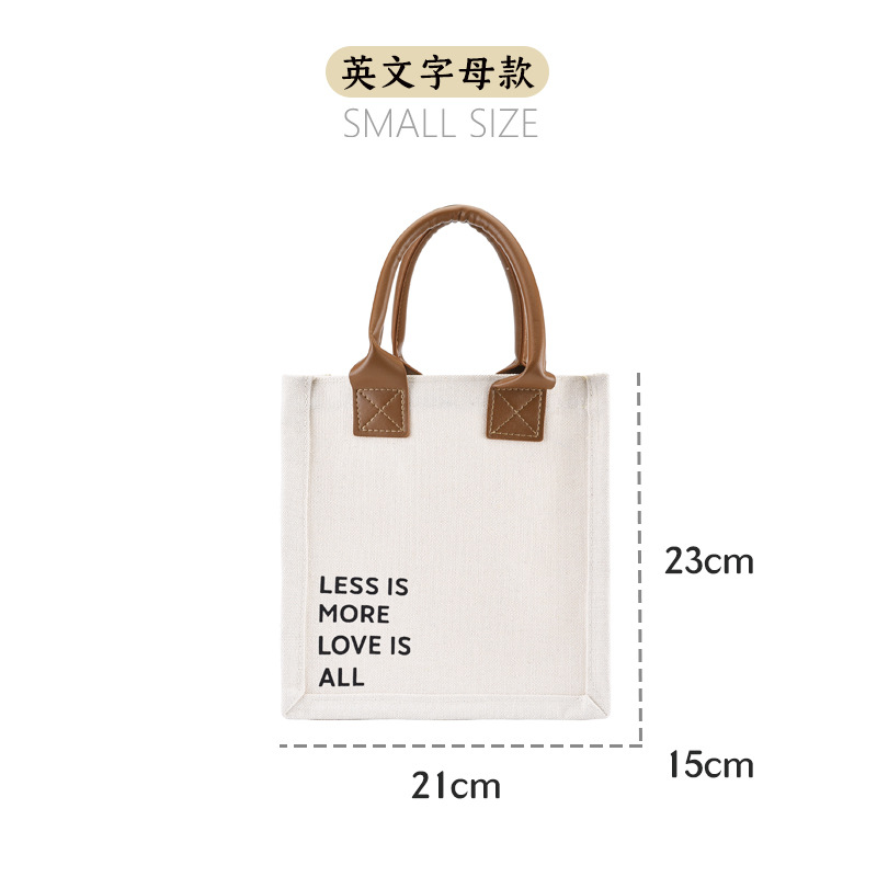 Portable Canvas Bag Large Capacity PU Leather Portable Shopping Bag Character Printing Commuter Tote Canvas Bag