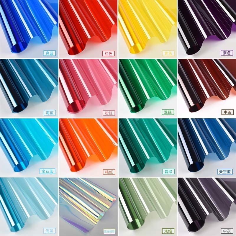 镭射纸彩色贴膜窗户玻璃贴膜隔热防晒遮光透光透明装饰膜婚庆跨境