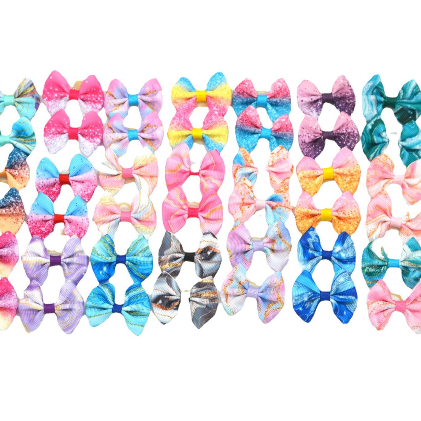 Cross-Border Hot Selling Pet Bow Headdress Flower Dog Headdress Rubber Band Accessories Marble Color Headdress Flower in Stock Wholesale