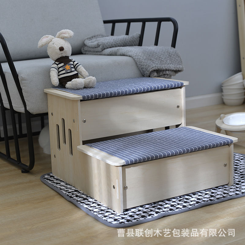 Wooden Pet Ladder Three-Layer Pet Cat Ladder Home Indoor Small Dog Ladder Simple Pet Ladder Wholesale