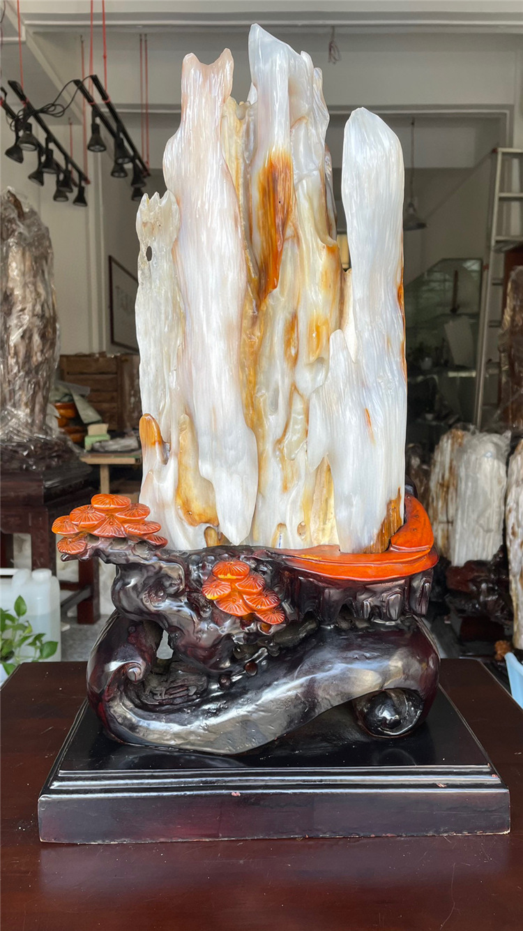 缅甸树化玉摆件天然树化石原石木化玉奇石木化石硅化木家居52790