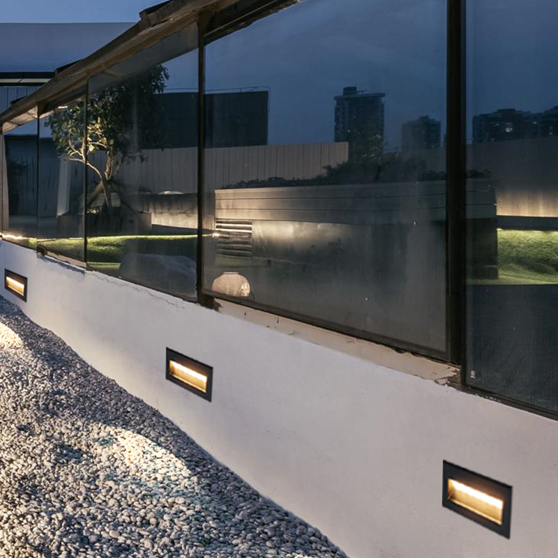 led嵌入式过道墙角灯楼梯踏步灯台阶灯 防水户外庭院地脚灯指引灯