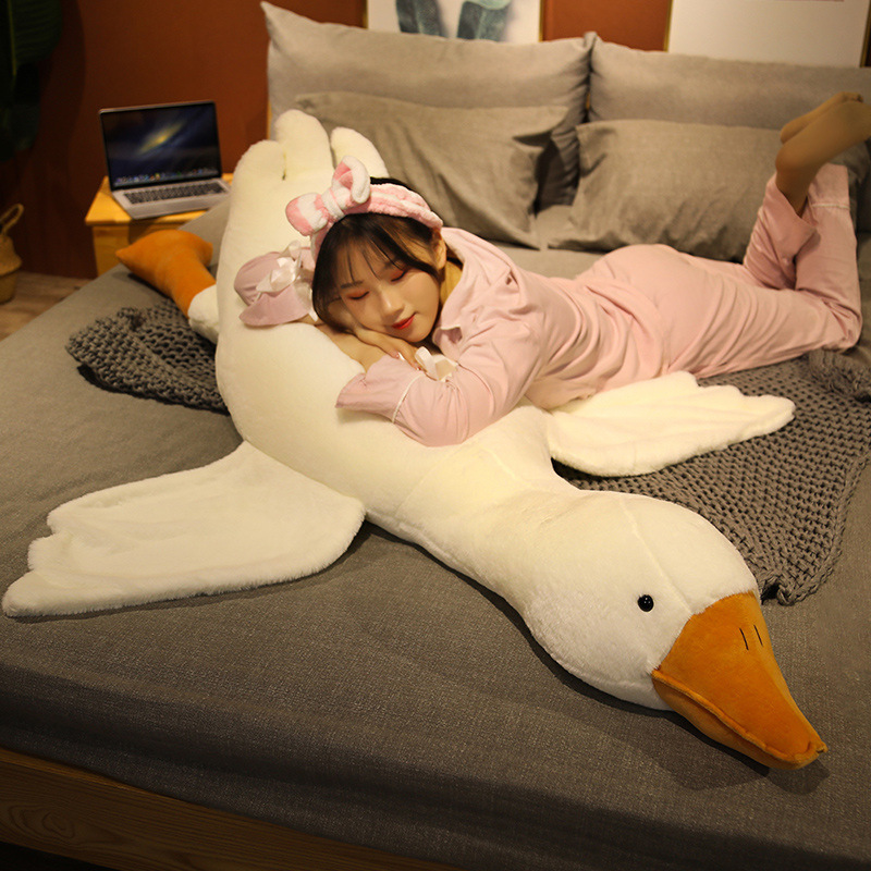 Internet Celebrity Big White Geese Doll Plush Toys Animal Long Pillow Bed Sleeping Cushion Tik Tok Live Stream Can Be Sent on Behalf