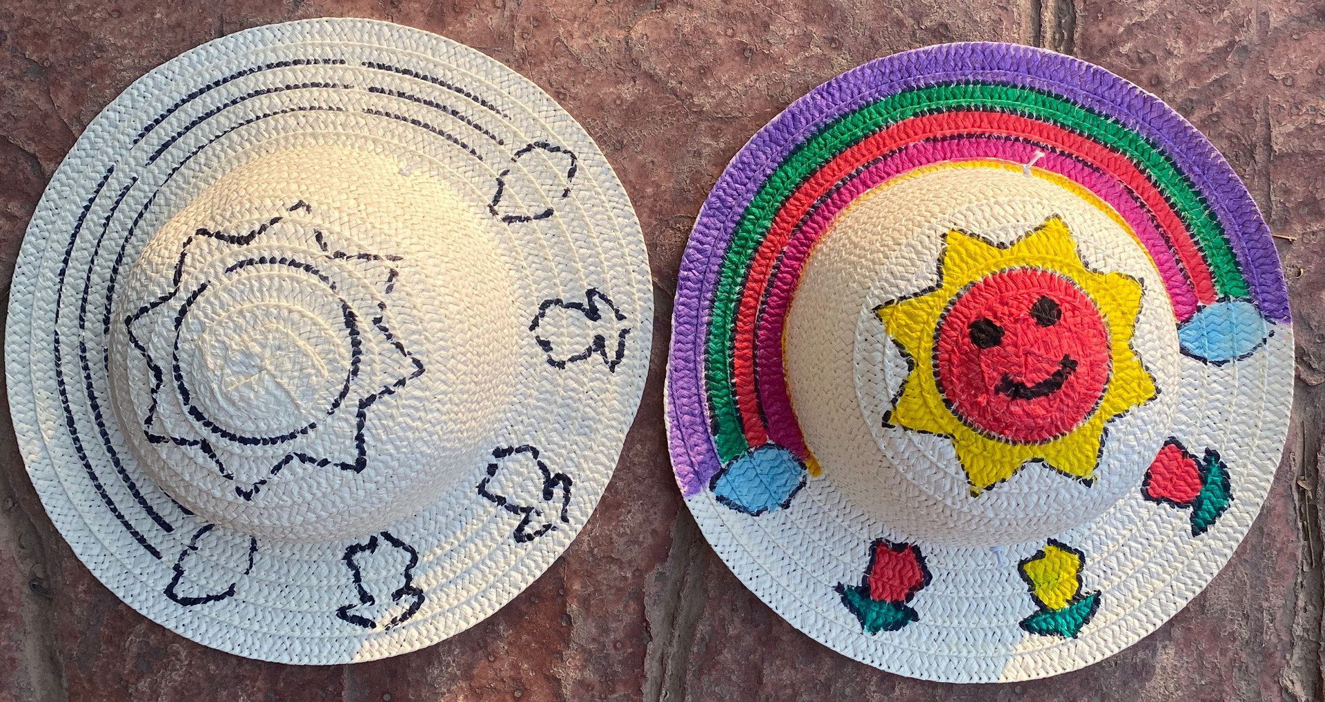 大童成人绘画草帽儿童地摊35cm涂鸦草帽diy地摊货源手工制作材料