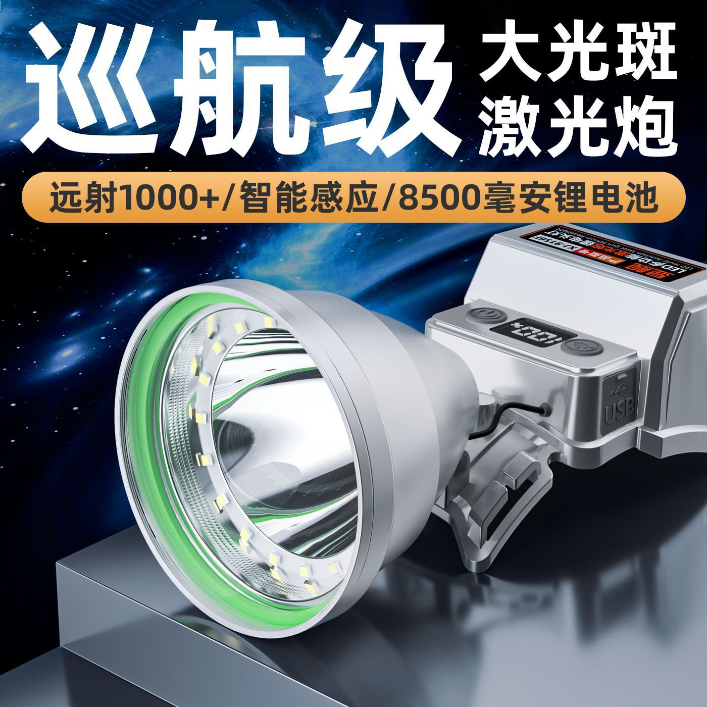 户外led头灯强光超亮野外灯夜骑感应夜钓专用矿灯聚泛光一体灯