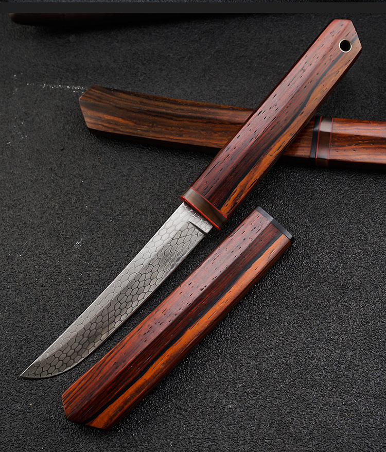 汉道手工锻打太刃大马士革钢刀冷兵器防身小刀锋利收藏高硬度军刀