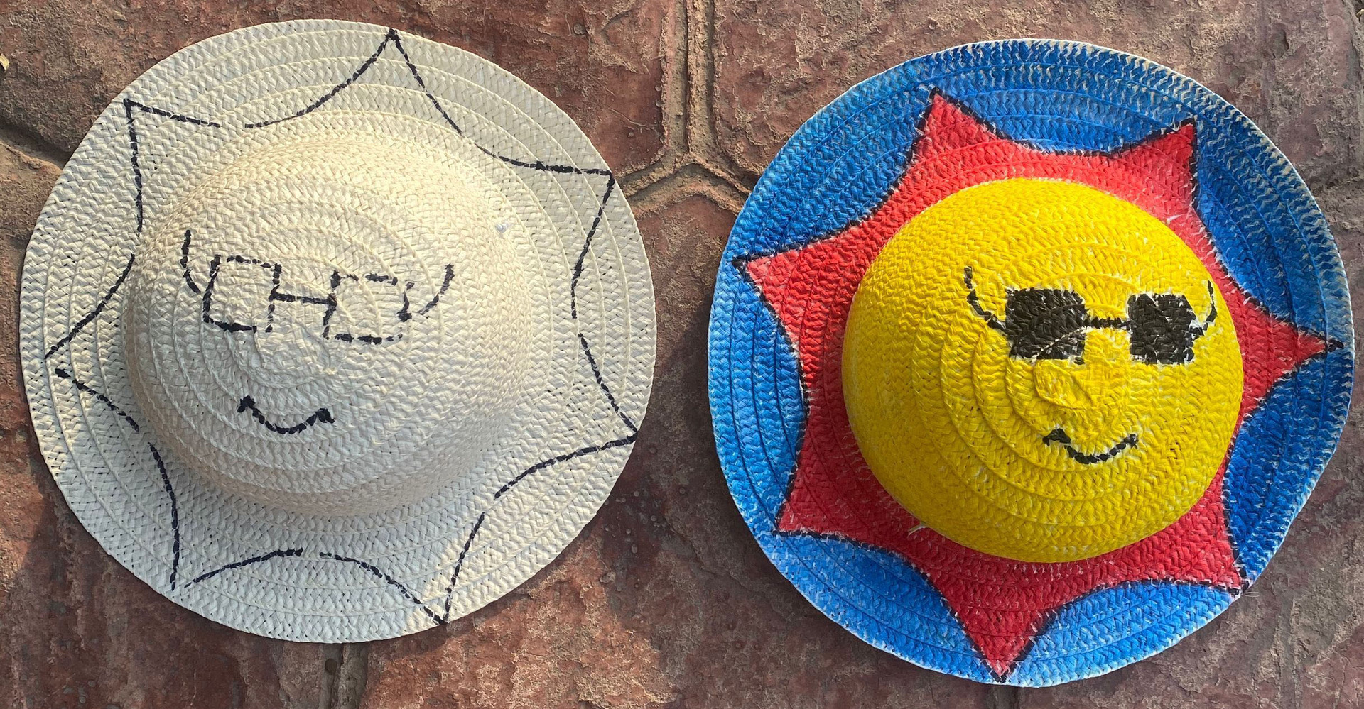 大童成人绘画草帽儿童地摊35cm涂鸦草帽diy地摊货源手工制作材料