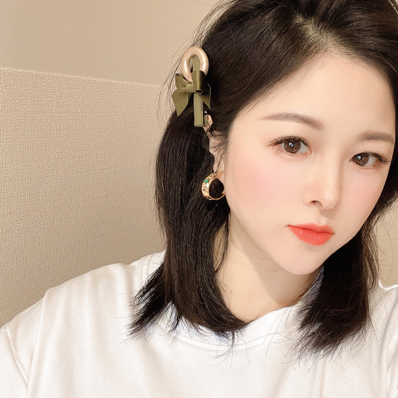 韩国简约复古棒棒糖边夹发卡短发鸭嘴夹发夹女蝴蝶结扎头发橡皮筋