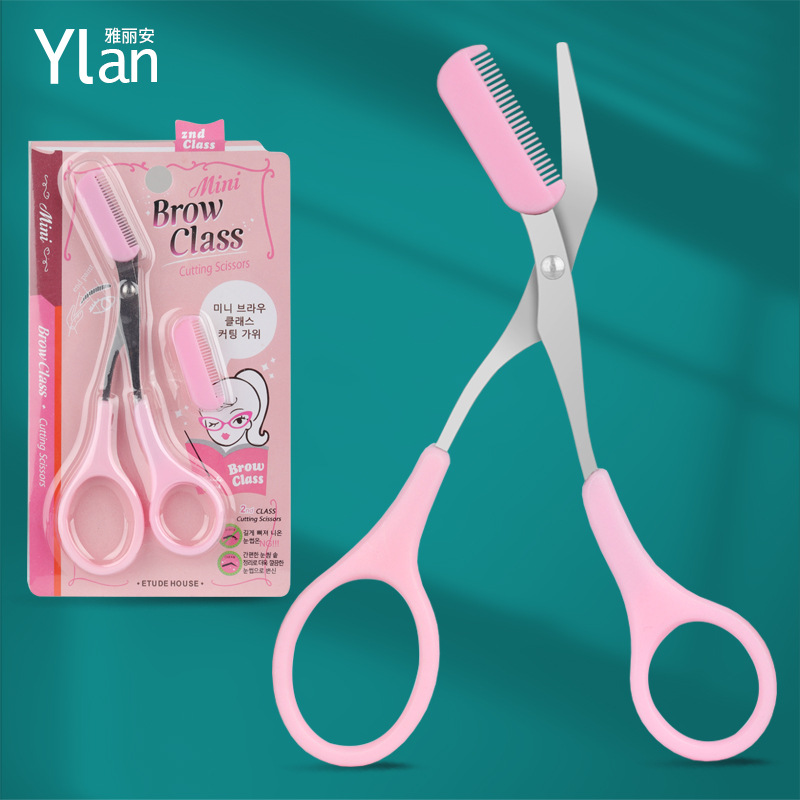 Factory Direct Sales Eyebrow Blade Knife Beauty Scissors Eye-Brow Shaper Eyebrow Hair Scissors Comb Scissors Beginner Eyebrow Blade with Brow Groomer