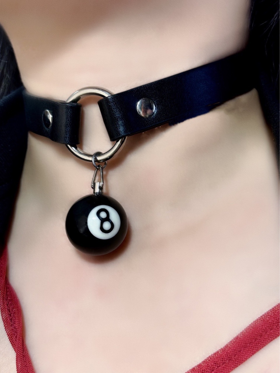 日韩原宿朋克软妹黑色pu皮黑8球项圈女颈带网红街拍锁骨链-阿里巴巴