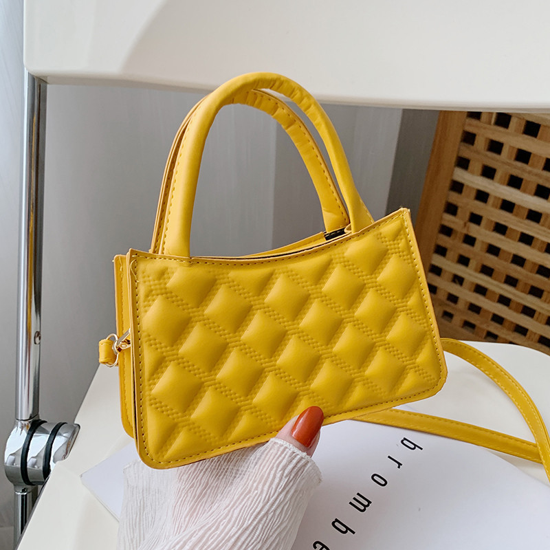 2021 Popular New Stylish Textured Shoulder Underarm Bag Retro Style Fashionable Hand Bag Solid Color Sewing Line Small Bag