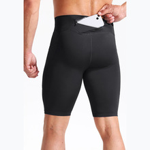 亚马逊男士紧身裤高腰拉链口袋健身短裤打底裤跑步健身运动五分裤